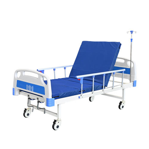 MT2CBS Two Crank Manual Hospital Bed with Mattress, Side Railings and Wheels