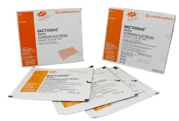 Bactigras Chlorhexidine Gauze Dressing 10x10cm  (sold per pc)
